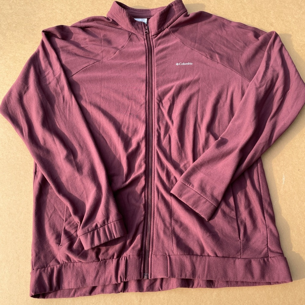 Columbia Full Zip Jacket Mens XL Maroon Hiking Casual Lightweight Modal Blend